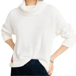 ANTHROPOLOGIE Blair Slouchy Turtle Neck Sweater in Cream Off White Size Medium thumbnail 1