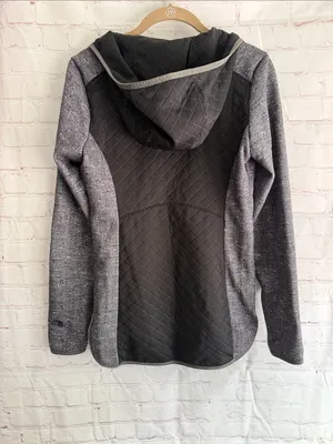 The North Face Women's Quilted Hooded Zip Up Sweatshirt - Black Grey Size Small thumbnail 4