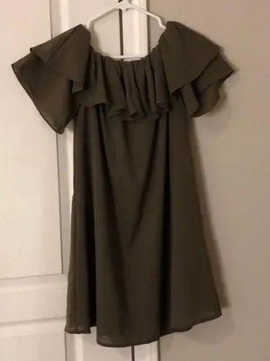 Army Green Off The Shoulder Dress thumbnail 1