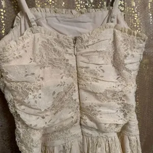 Just Me Ivory Delicate Lace Spaghetti Strap Romantic Midi Dress Medium thumbnail 4