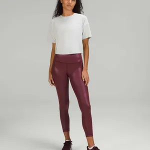 Lululemon Wunder Train High-Rise Tight 25" *Foil Radiate Red Merlot Size 10 $118 thumbnail 2