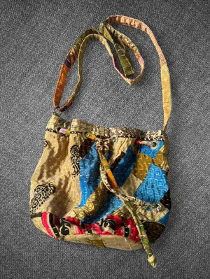 World Market Multicolor Patchwork Drawstring Shoulder Bag thumbnail 3