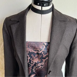 SISLEY brown tweed belted tailored blazer thumbnail 8
