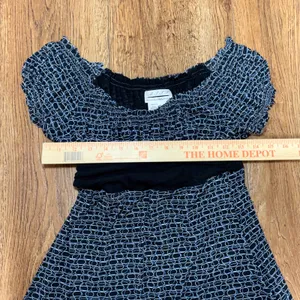 Max Studio Specialty Black Blue Geometric Babydoll Top Women's Small Office Chic thumbnail 7