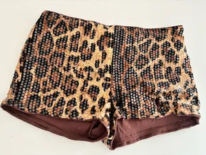 sequin cheetah shorts thumbnail 2