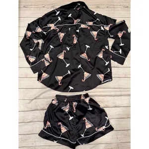 Christmas Martini Cocktail Pajamas With Candy Cane Size Large - 2 Piece thumbnail 6