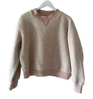 Who What Wear Women’s Sherpa Long Sleeves Sweatshirt Crewneck Brulee SZ XL thumbnail 1