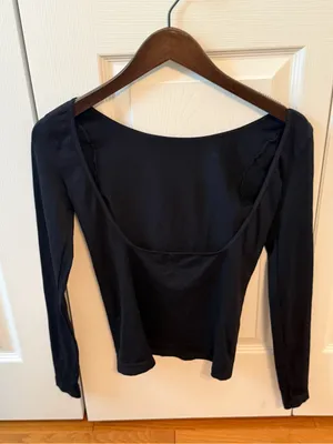 Free People Intimately Low Back Seamless Long Sleeve in Black thumbnail 3