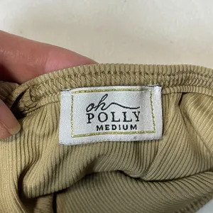 Oh‎ Polly Scoop Neck Ribbed Bikini Top in Khaki Green size Medium thumbnail 5