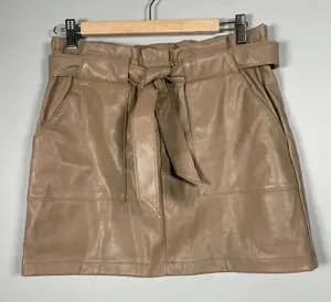 CI Sono Womens Skirt Size L Brown Mini‎ Faux Leather Short Belted thumbnail 1