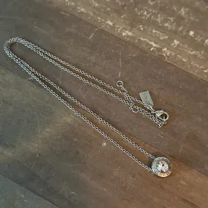 Coach gold tone crystal logo pendant necklace thumbnail 2