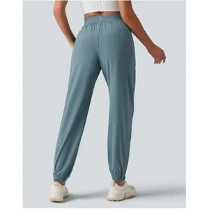 Halara Women's Sz XS High Waist Eyelet 2-in-1 Zip Hem Running Joggers Stone Blue thumbnail 3