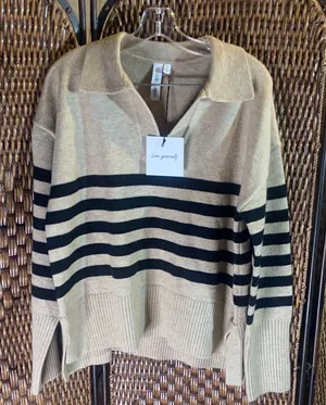 NWT Grace Karin Tan & Black Sweater Size L thumbnail 1