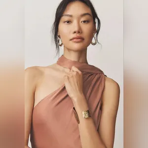BHLDN Nicoletta One Shoulder Scarf Satin Midi Dress thumbnail 3