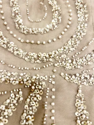 Wedding Dress Taupe/Silver& pearl Beaded Formal Gown Dress size 12 thumbnail 8