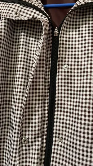 Amazon Women Gingham Zipper Bomber Jacket Stand Collar Long Sleeve Jacket Cropped Outwear with Pockets thumbnail 7