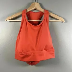 Aerie Womens Chill Play Move Sports Bra M Orange High Neck Open‎ Back Breathable thumbnail 3