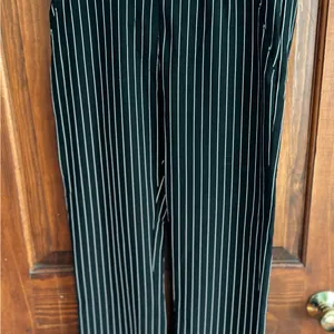 Yogipace Black and White Striped Women's Pants work/yoga pull on straight leg thumbnail 2