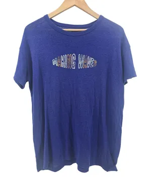 Aerie T-Shirt Womens XS Blue Making Waves‎ Graphic Short Sleeve Linen Blend Tee thumbnail 1