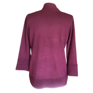 Evolution by Cyrus Myna Cardigan Small Burgundy Open Front Button Sleeve NWOT thumbnail 5