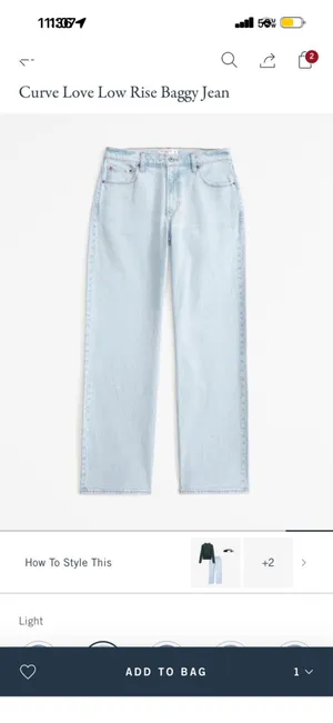Abercrombie & Fitch Curve Love Low Rise Baggy Jeans Light thumbnail 7