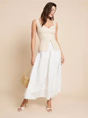 NWT Few Moda Beth Skirt size 0 o.p.t white cotton eyelet maxi midi skirt thumbnail 5