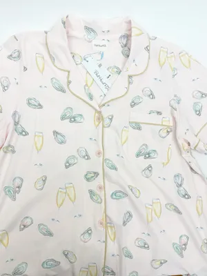 BedHead PJs X Anthropologie Classic Jersey 2 Piece Pajama Set Oysters Champagne thumbnail 4