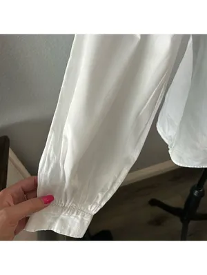 Reclaimed Vintage White Cotton Preppy Shirt Balloon Sleeves US4 thumbnail 5