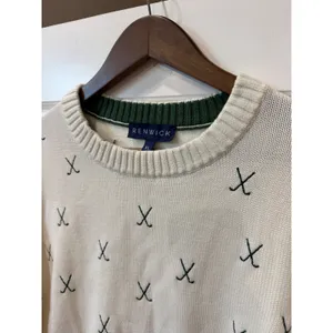 Renwick Ivory Allover Clubs Sweater Golf Embroidered XL New Preppy Country Club thumbnail 4