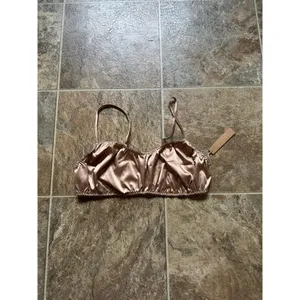 Skims Sleepover Satin Bralette Honey Size XL thumbnail 2