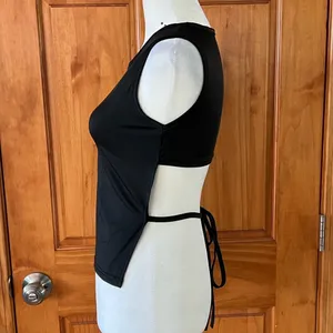 Black Sleeveless Tie Back Crop Top Size M thumbnail 3
