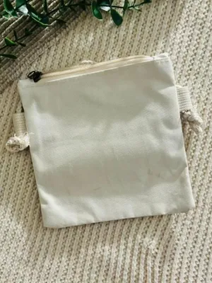 Cottagecore Cream Plaid Multi Piece Tote Set Canvas Buckle Bag thumbnail 6