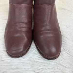 TOMS Leila Leather Ankle Bootie Oxblood Dark Red Zip Closure Size 7 thumbnail 8