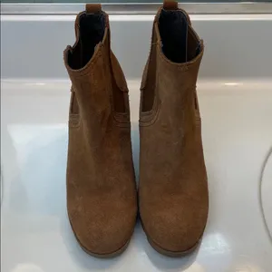 Sorel Women’s Joan Uptown Suede Chelsea Brown Stacked Slip-On Wedge Boots thumbnail 4