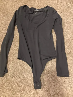 Hollister Women's Grey Long-Sleeve Scoop Neck Bodysuit thumbnail 1