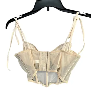 Kat The Label Femme Bustier Top Womens S Beige Tie Straps‎ Flirty Chic Coquette thumbnail 9
