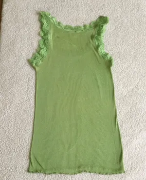 Angels Vintage Y2K Ribbed Lace Green Tank - Sz Medium thumbnail 8