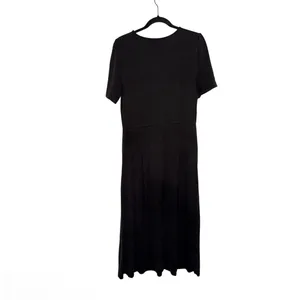 Quince Tencel Jersey Midi Dress Women Large Black Excellent Short Sleeve Pocket thumbnail 4