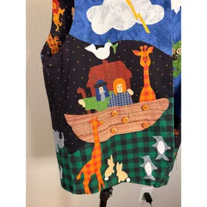 Handmade Noahs Ark Reversible Quilted Patchwork Animal Vest Multi-Color thumbnail 6