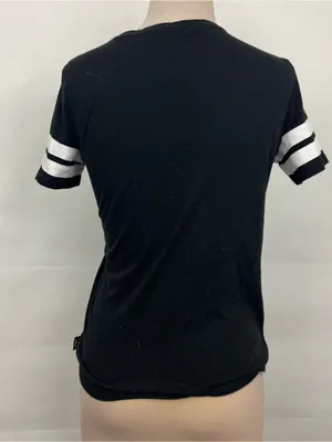 Victoria’s Secret PINK Sequin Bling Logo Black Tee striped short sleeve tee S thumbnail 2