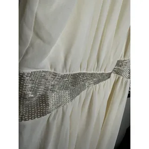 NEW Lulus Dress Womens XL White Sleeveless Silver Waist Embellished Party Formal thumbnail 6