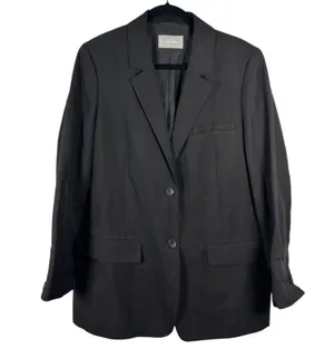 Everlane The Oversized Blazer Linen Black Women's Size 14 thumbnail 4