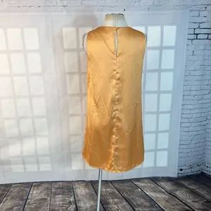 Lulu’s Chic Peak Light Orange gold Satin Sleeveless Shift Dress size small thumbnail 8