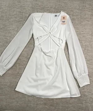 Tiger Mist White Long Sleeve Alvina Mini Dress thumbnail 1