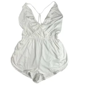 Topshop White Ruffle Trim Open Back Romper Size Small NWT  thumbnail 5