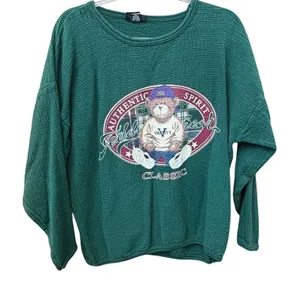Chic Vintage Teddy Bear Pullover Medium Large M/L 90s Cottagecore Green thumbnail 1