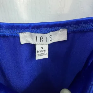 NEW IRIS electric blue bodycon stretch‎ formal adjustable mini dress shiny gloss thumbnail 4
