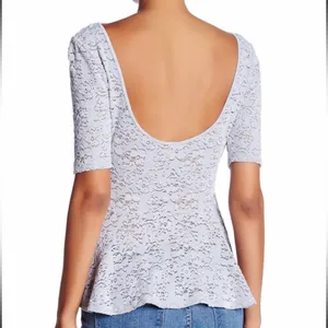 Free People Gray Lacey Second Chance Short Sleeve Peplum Top M thumbnail 4