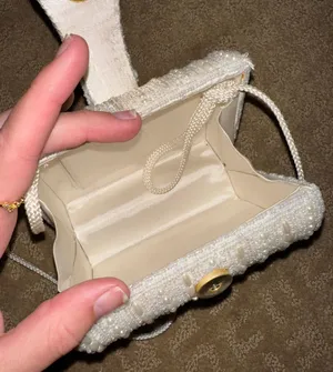 white beaded crossbody purse thumbnail 3