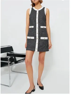 Tuckernuck Pomander Place Voileta Black Stripe Mini Dress Size Large thumbnail 2